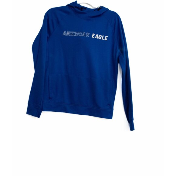 American Eagle Outfitters Other - American Eagle Mens Blue Hoodie Long Sleeve Pullover With Front Pocket & Drawstr